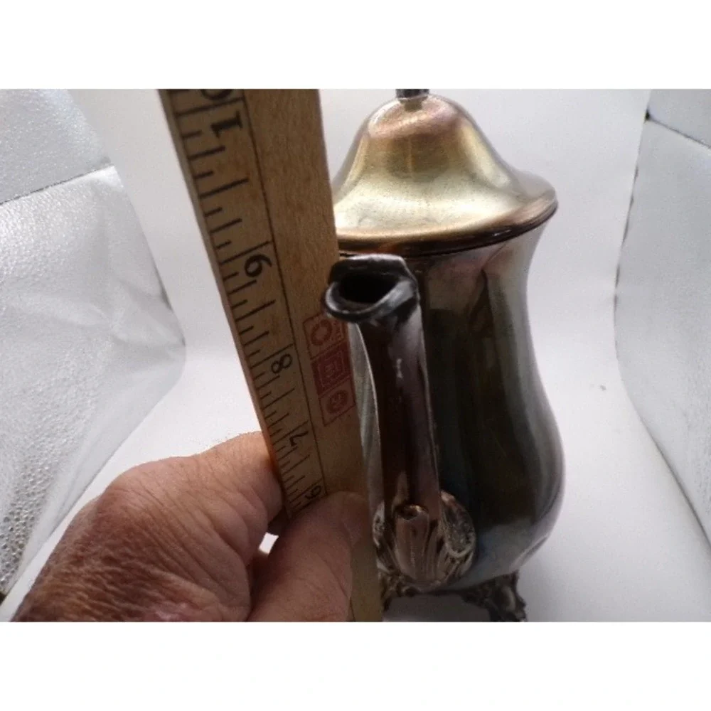 Vintage Silver Plated Footed Coffee Pot Teapot‎ Server Ornate Handle Spout